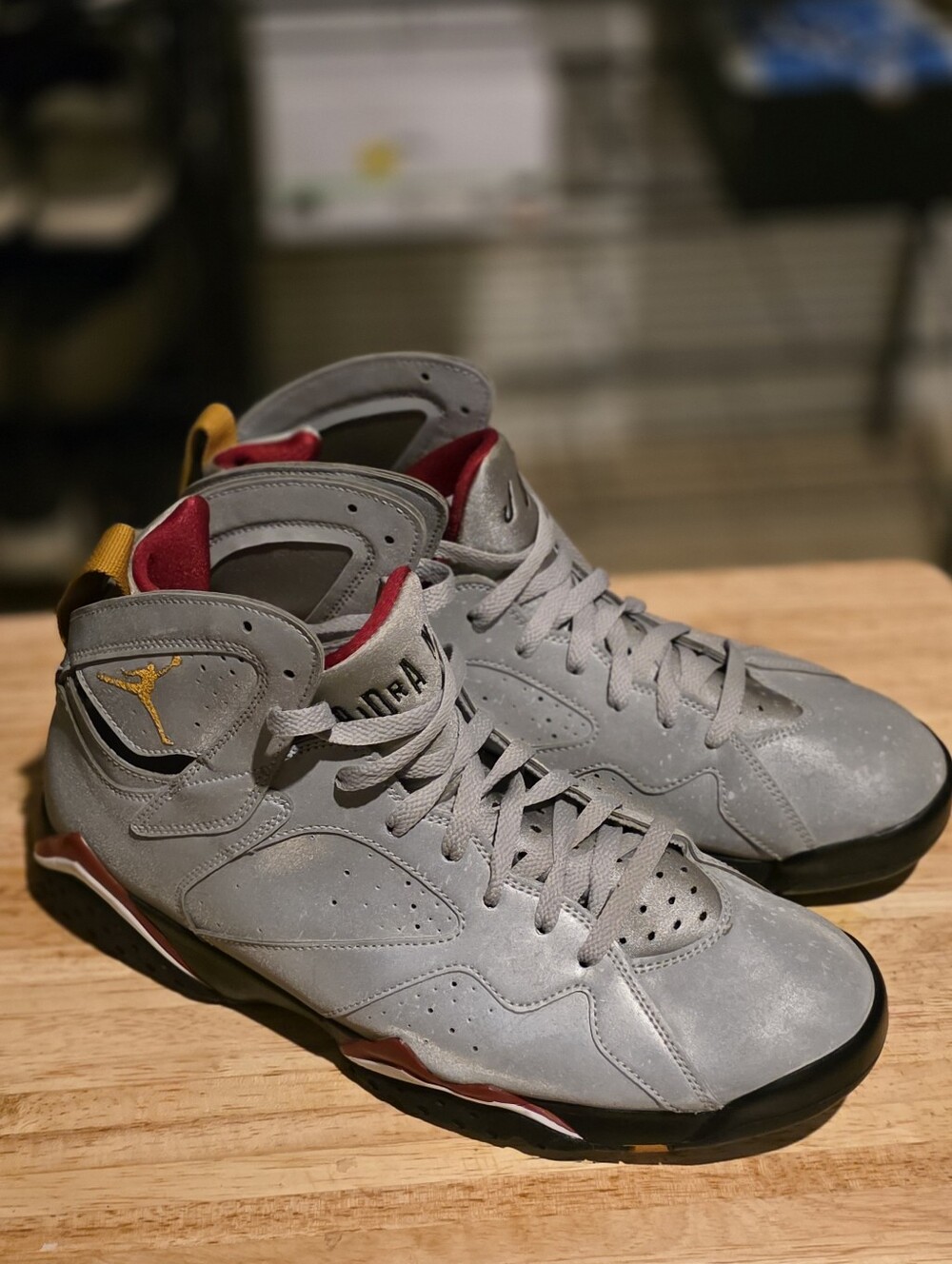 Jordan Men's Grey Basketball Sneakers with Maroon & Gold Accents